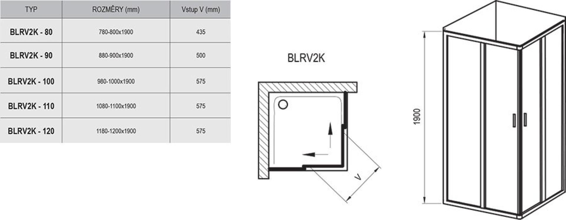 Душевой уголок Ravak Blix BLRV2K-90 сатин + стекло грапе 1XV70U00ZG