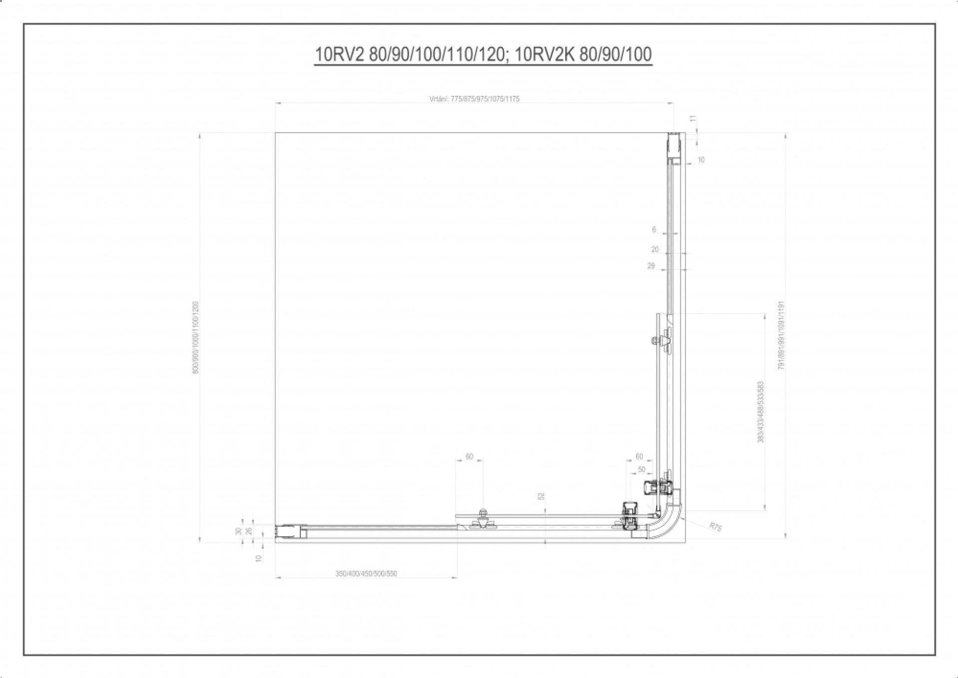 Душевая дверь в нишу 90 см Ravak 10° 1ZJ70100Z1, transparent, белый