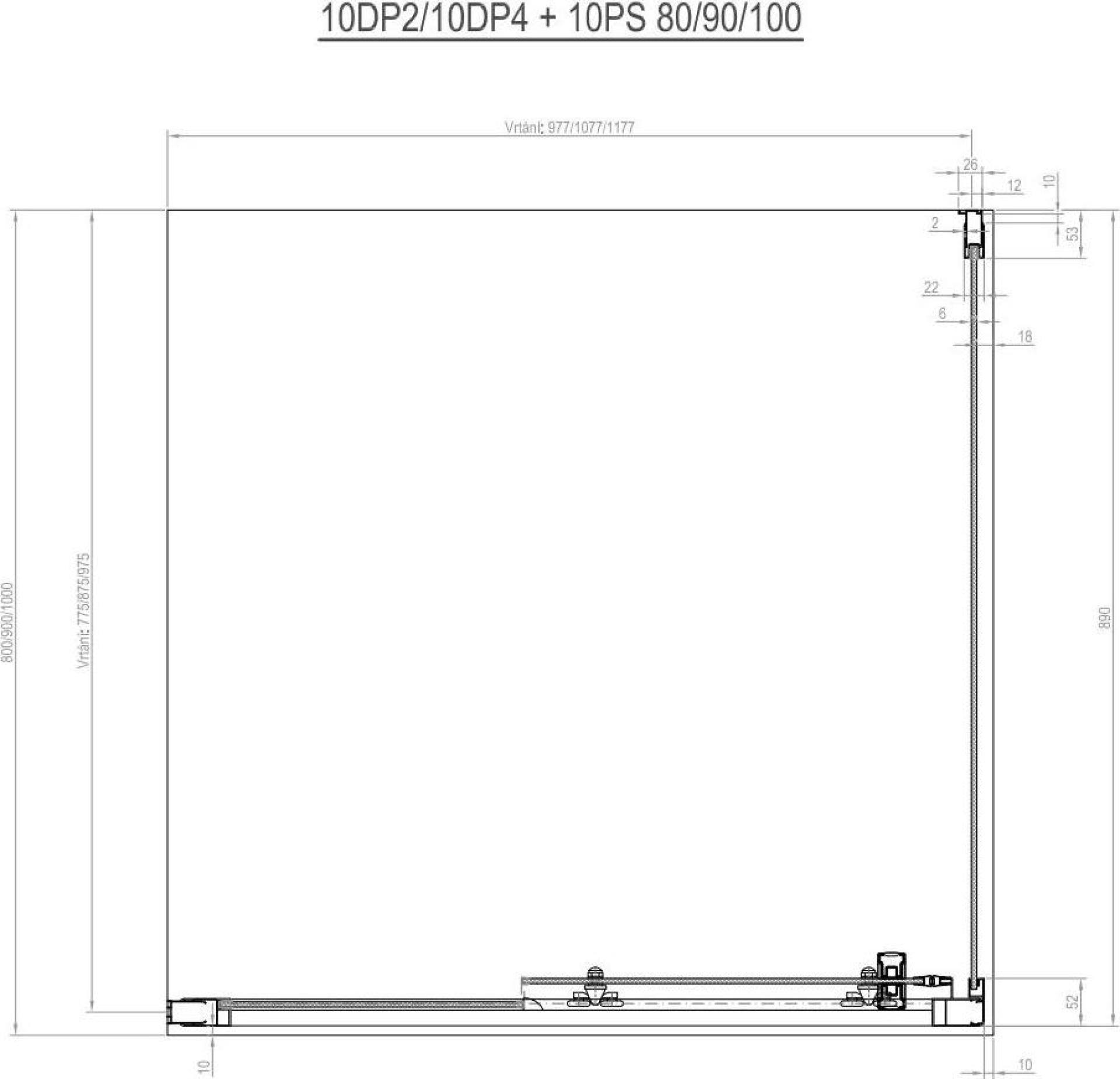 Душевой уголок Ravak 10° 10DP2-110+10PS-100 белый+транспарент