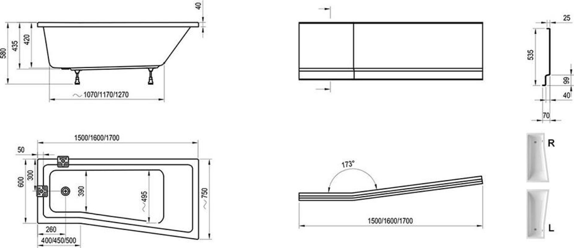 Передняя панель для ванны Ravak Be Happy II 160 R CZ97100A00