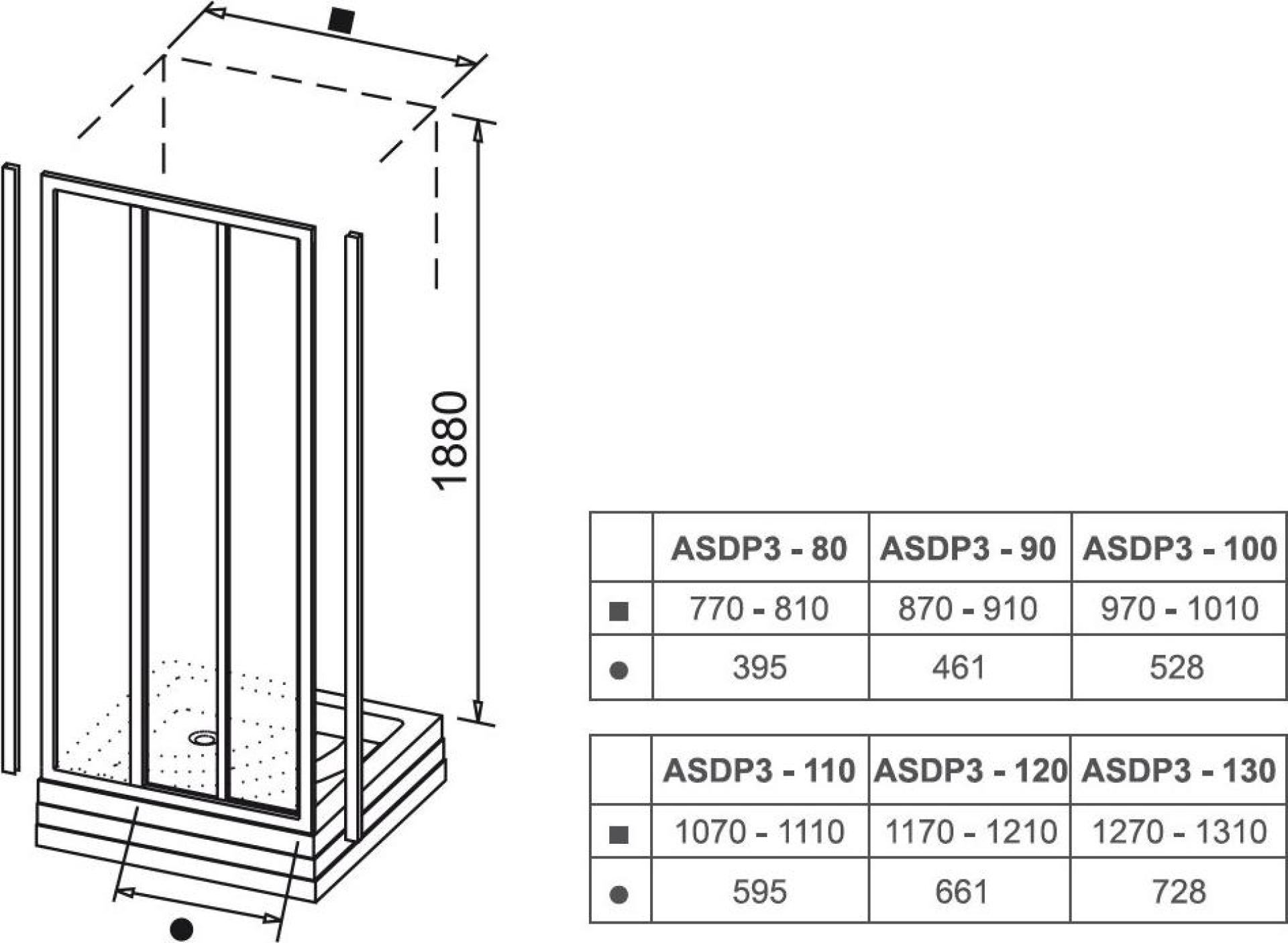 Душевой уголок Ravak Supernova ASDP3-80+APSS-80 белый+транспарент