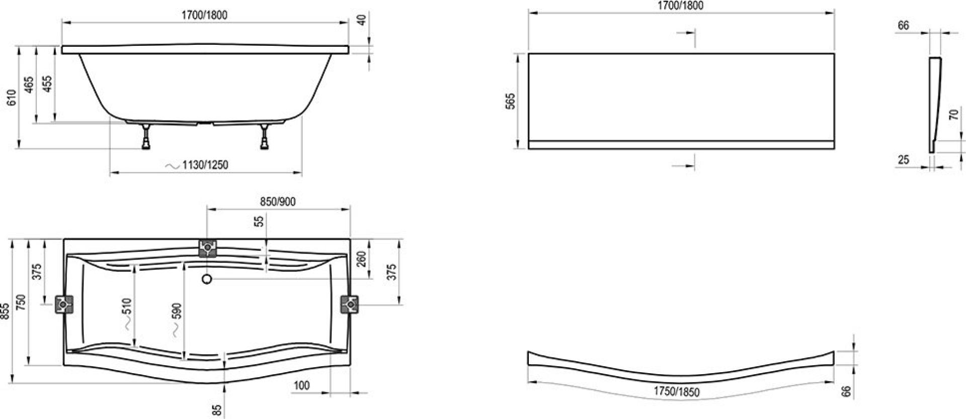 Акриловая ванна 180х75 Ravak Magnolia C601000000