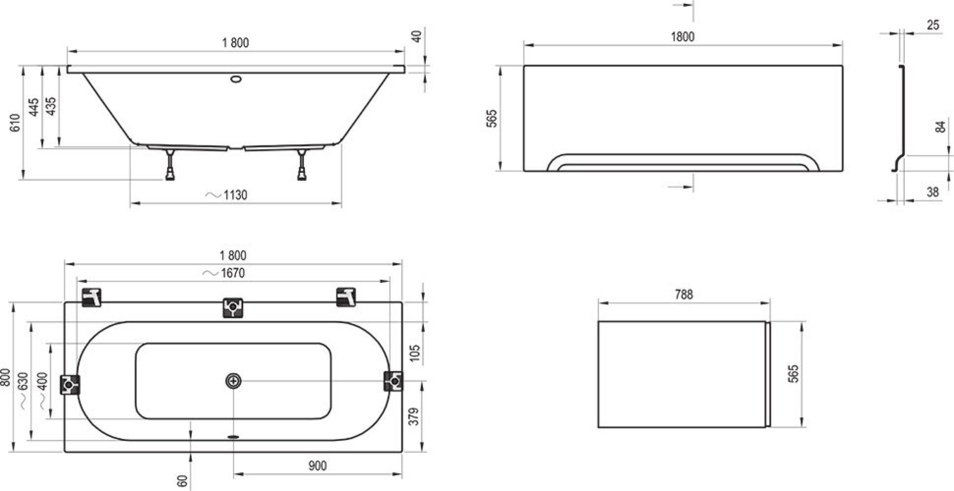 Акриловая ванна Ravak City 180x80 C920000000, белый