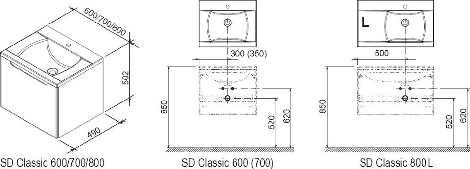 Тумба под умывальник Ravak Classic SD 700 белая/береза X000000304