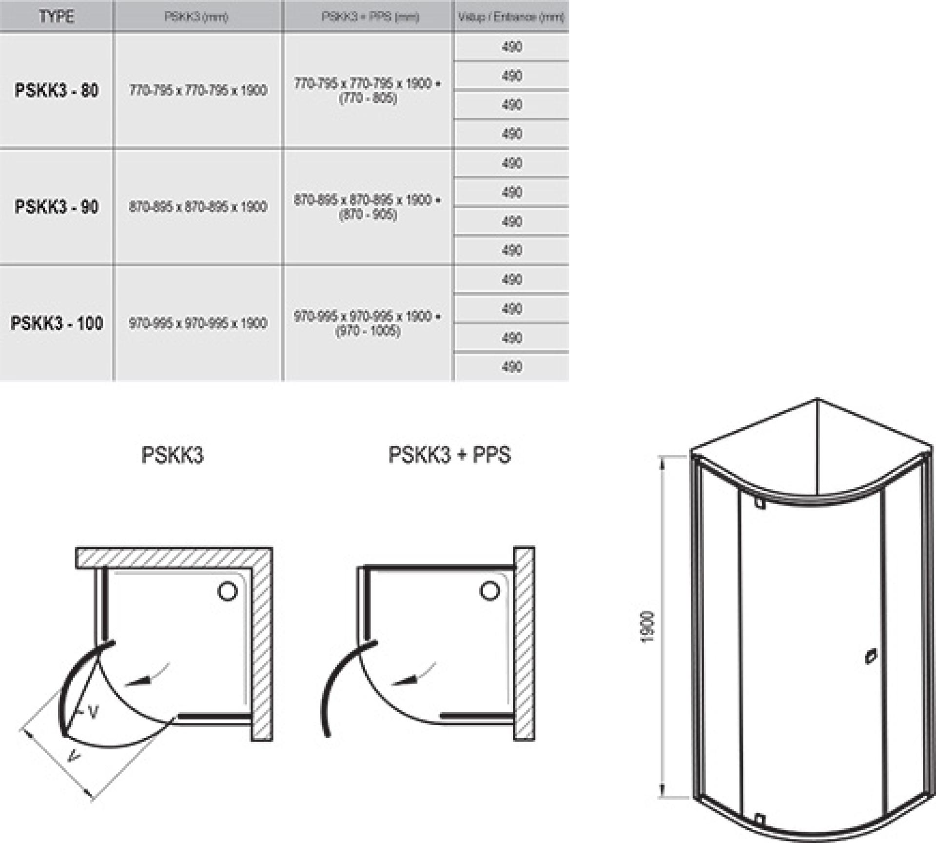 Душевой уголок Ravak Pivot PSKK3 376AA300Z1 100х100 см, transparent, черный