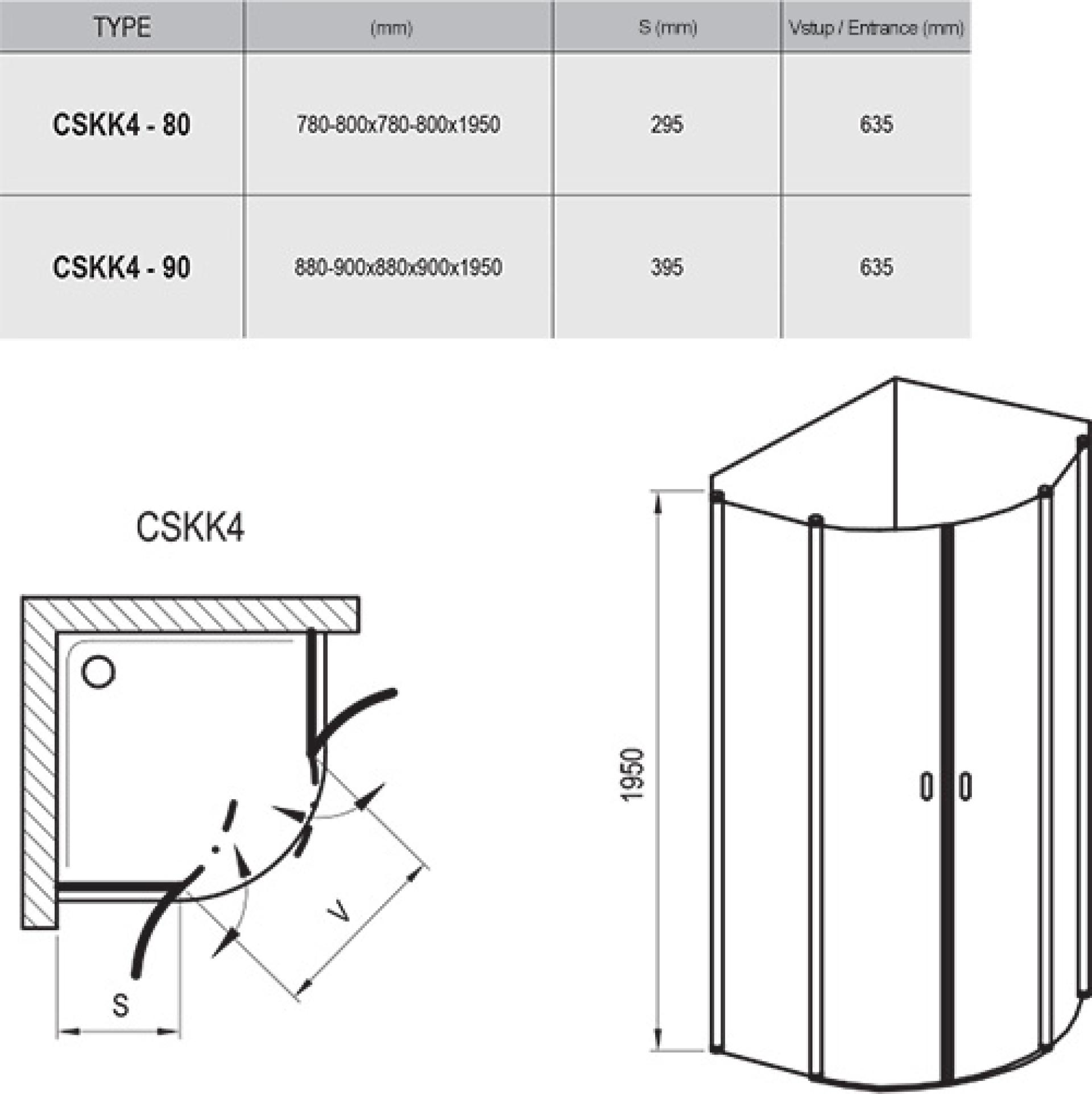 Душевой уголок Ravak Chrome CSKK4-80 сатин+транспарент 3Q140U00Z1