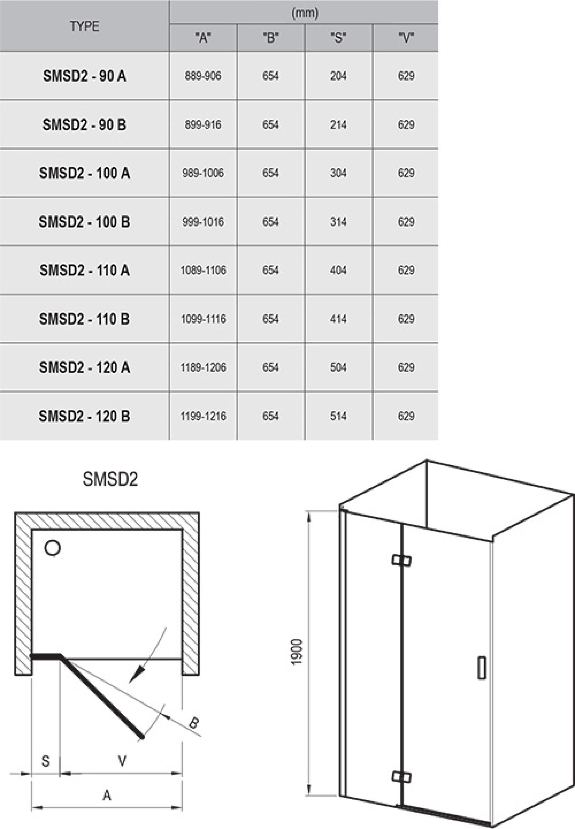 Душевая дверь Ravak Smartline SMSD2-120 B-L хром + транспарент 0SLGBA00Z1