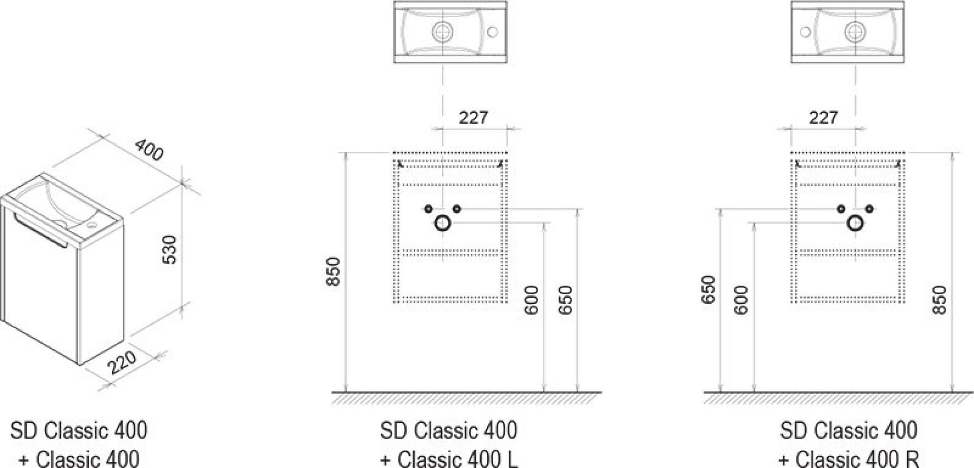 Тумба для комплекта 40 см Ravak Classic X000000944, латте/белый