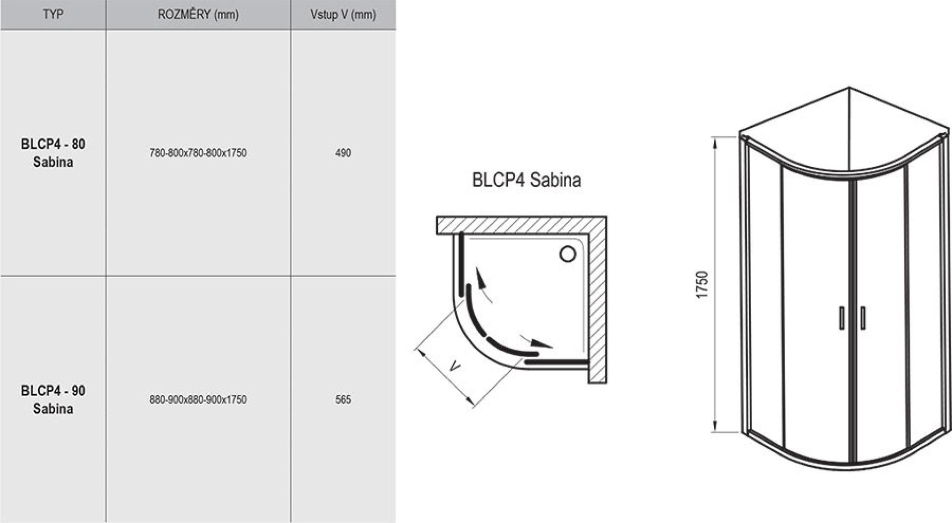 Душевой уголок Ravak Blix BLCP4-90 Sabina белый+ графит 3B270140ZH