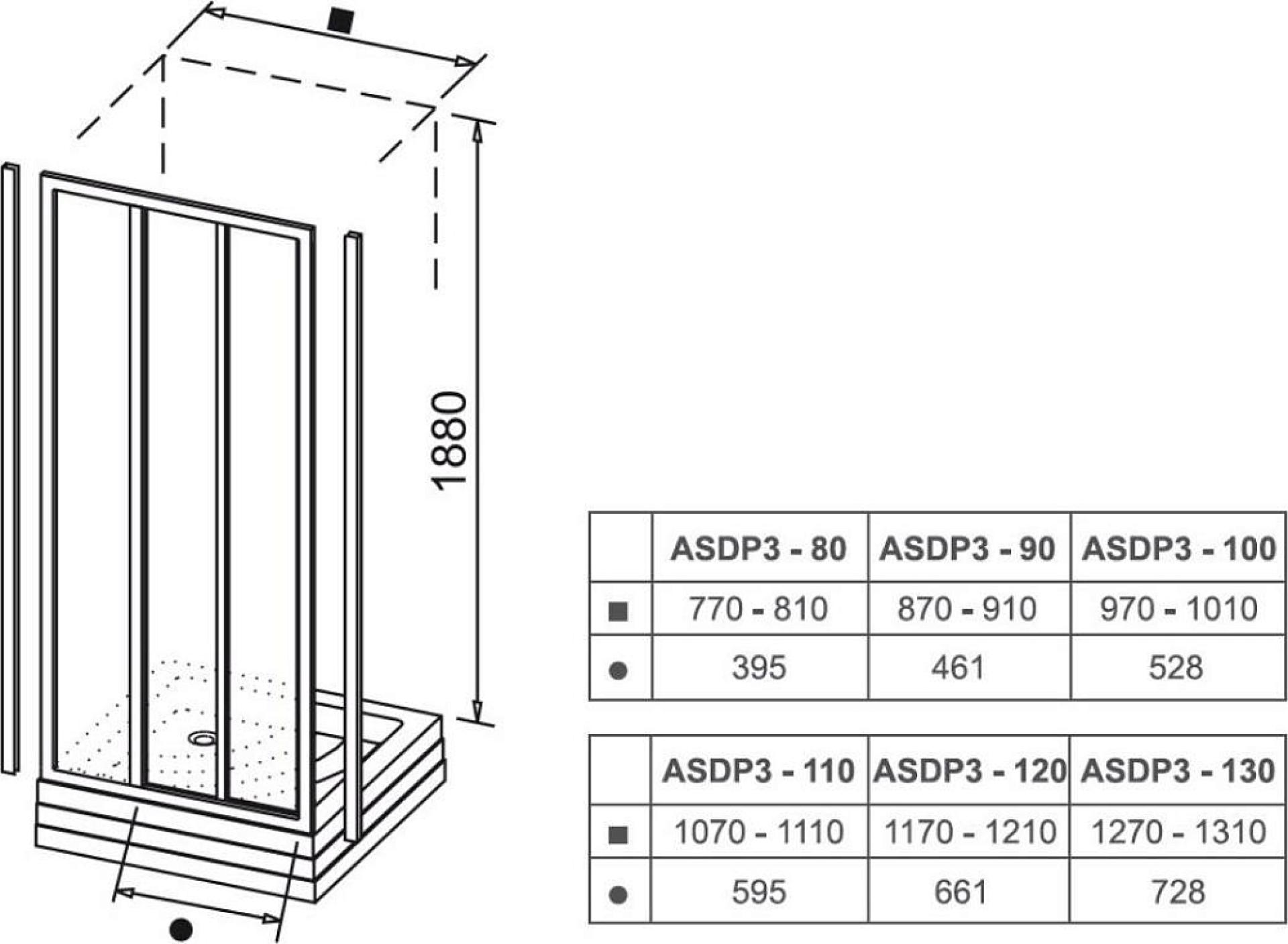 Душевой уголок Ravak Supernova ASDP3-120+APSS-75 белый+грейп