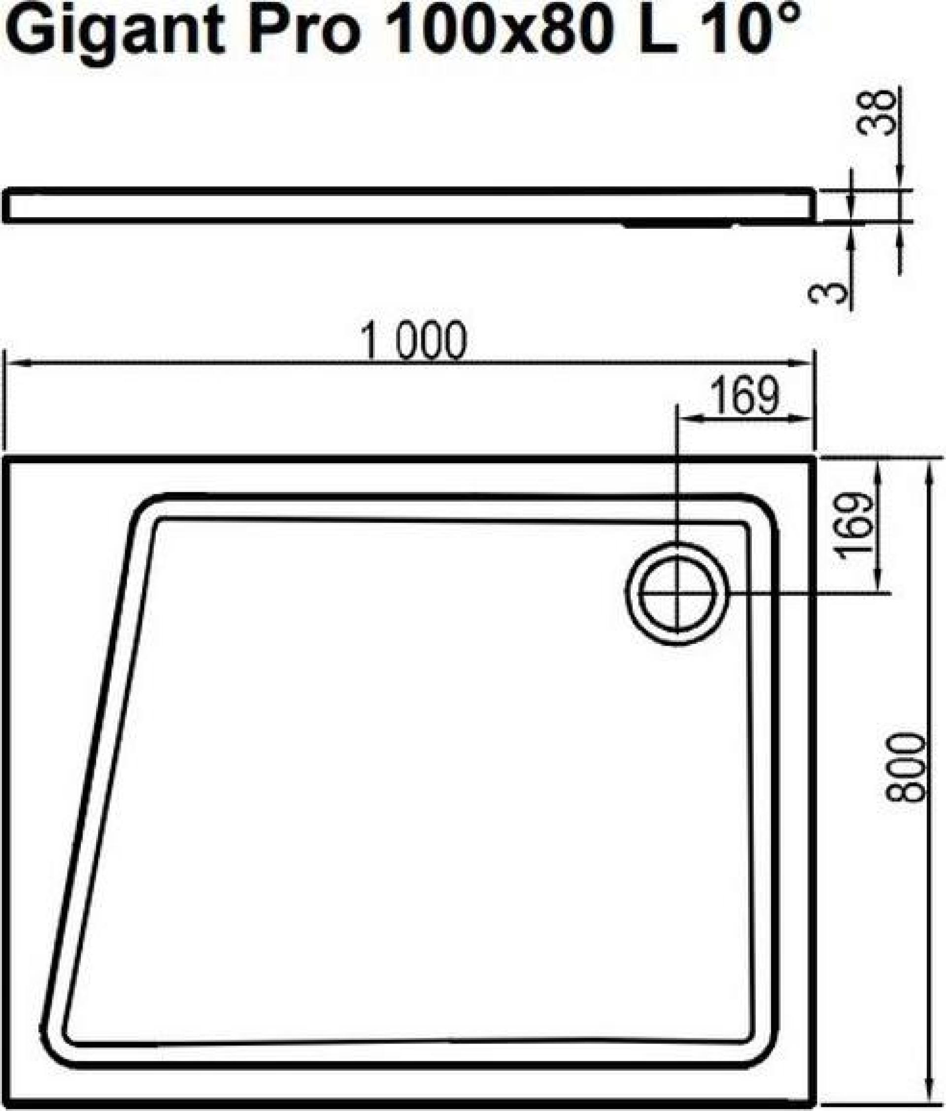 Поддон для душа 100х80 см Ravak GalaxyPro 10° XA05A40101L