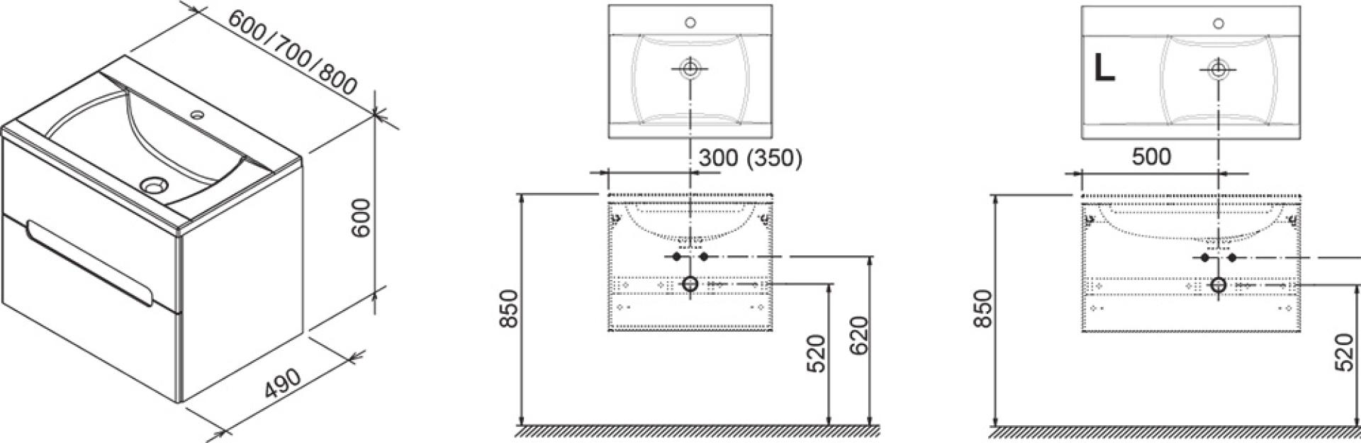 Тумба для комплекта 80 см Ravak SD Classic II X000000916 R, латте/белый