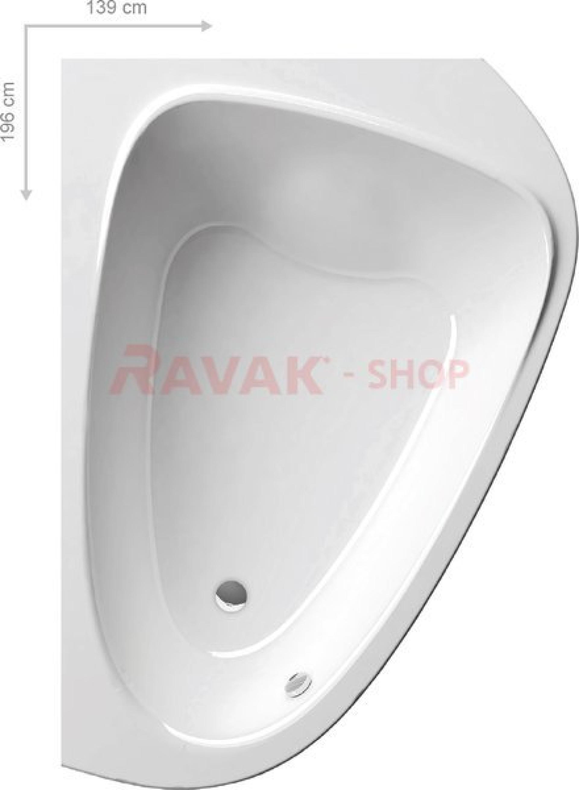 Акриловая ванна Ravak Love Story II PU-PLUS 196 x 113,5 -139 L C771000000