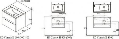 Тумба с раковиной 80 см Ravak SD Classic II X00000091070508022 белый