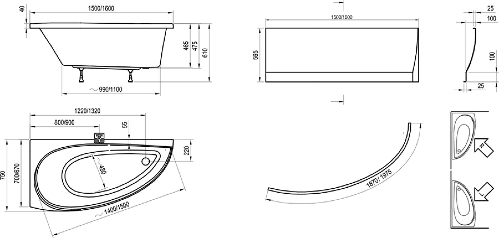 Акриловая ванна R Ravak Avocado 150х75 CS01000000