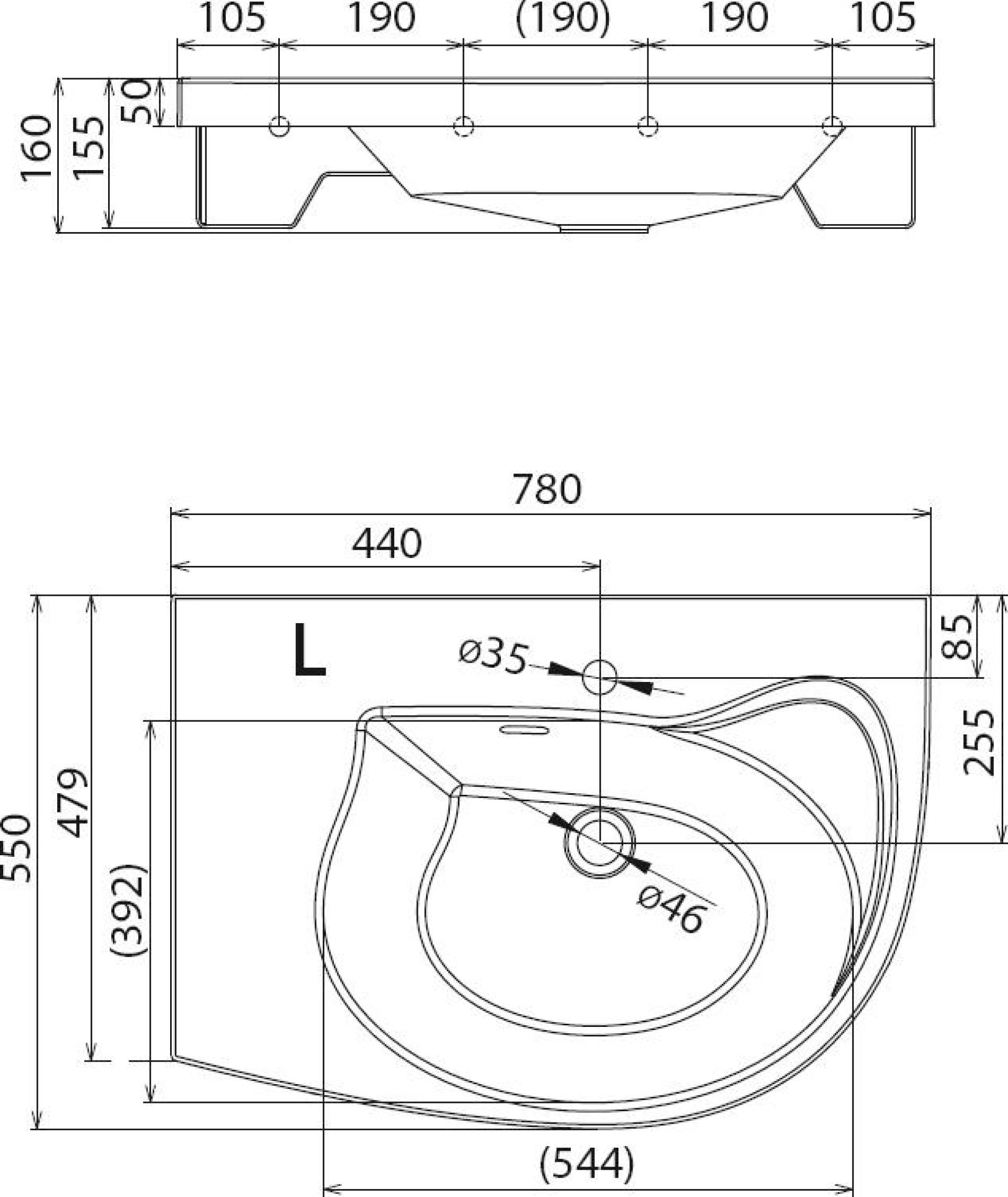 Умывальник Ravak Rosa Comfort N L для мебели 78х55 XJ8L11N0000