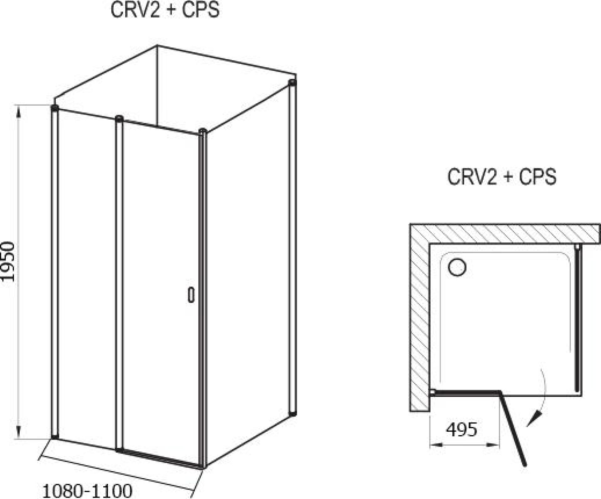 Душевой уголок Ravak CRV2-110+CPS Transparent профиль сатин