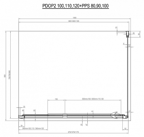 Душевой уголок Ravak Pivot PDOP2-100+PPS-90 белый + транспарент