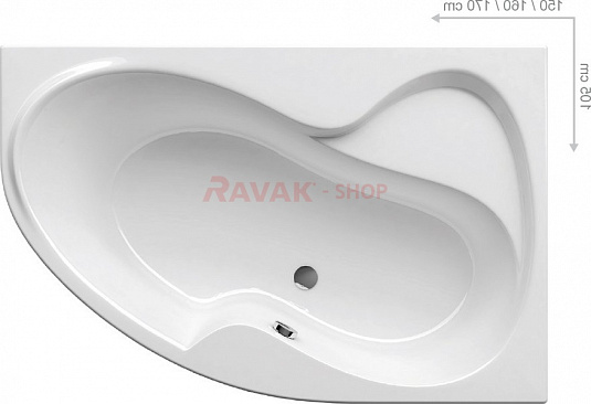 Акриловая ванна 170х105 Ravak Rosa II PU-PLUS C4210P0000 R