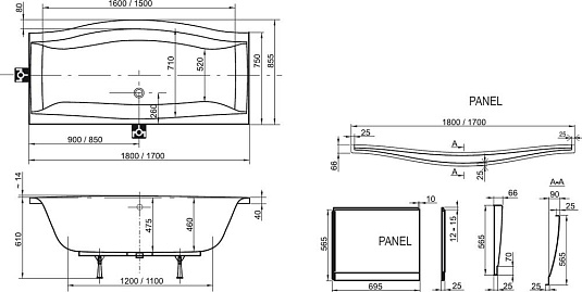 Акриловая ванна Ravak Magnolia PU-PLUS 180x75 C6010P0000